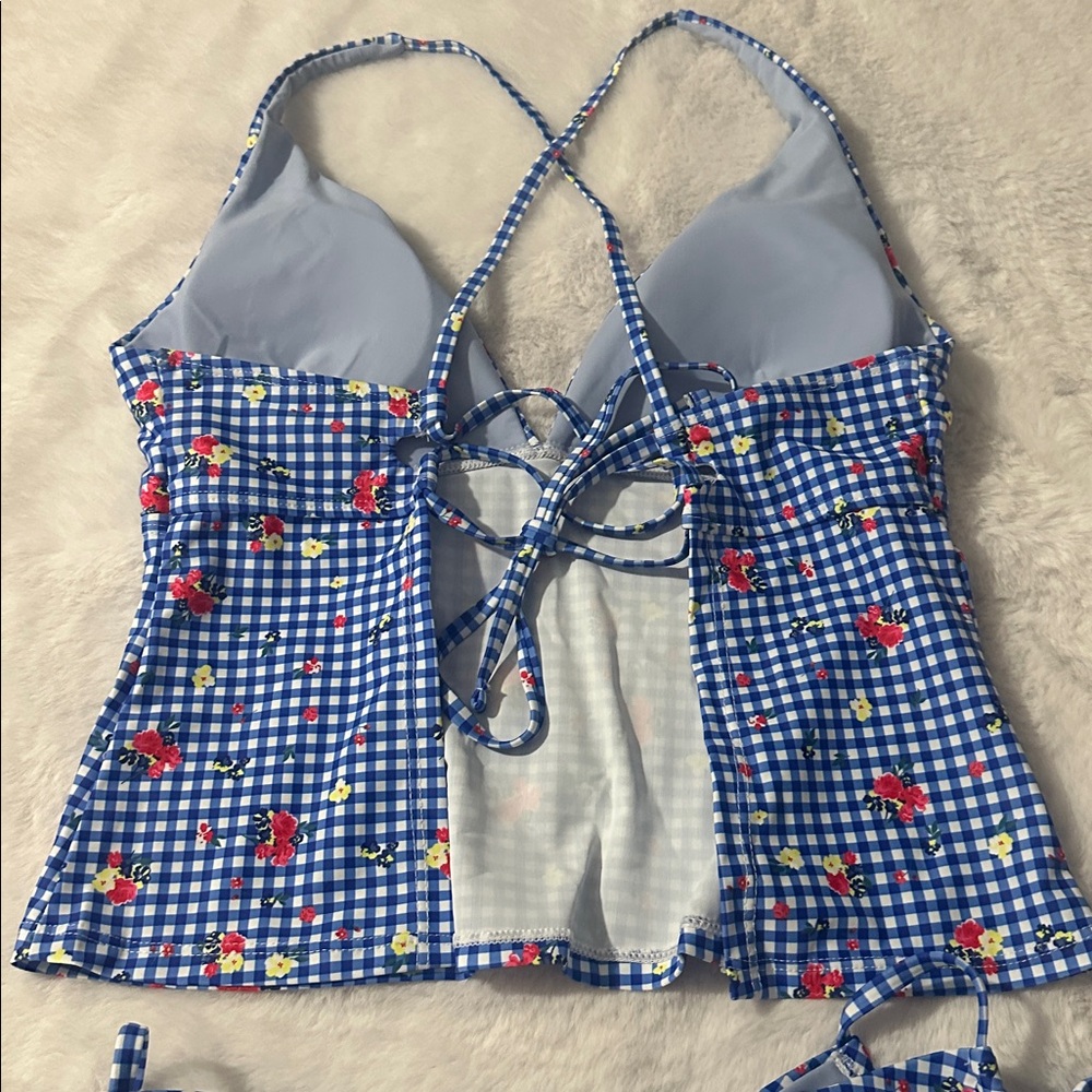 Zaful Blue Gingham floral Bikini Set - Picture 6 of 8